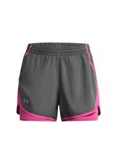 Under Armour Womens Fly by 2-in-1 Shorts (025) Castlerock/Astro Pink/Reflective