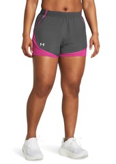 Under Armour Womens Fly by 2-in-1 Shorts (025) Castlerock/Astro Pink/Reflective