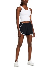 Under Armour Women's Fly By Mesh-Panel Running Shorts - Black / White / Reflective