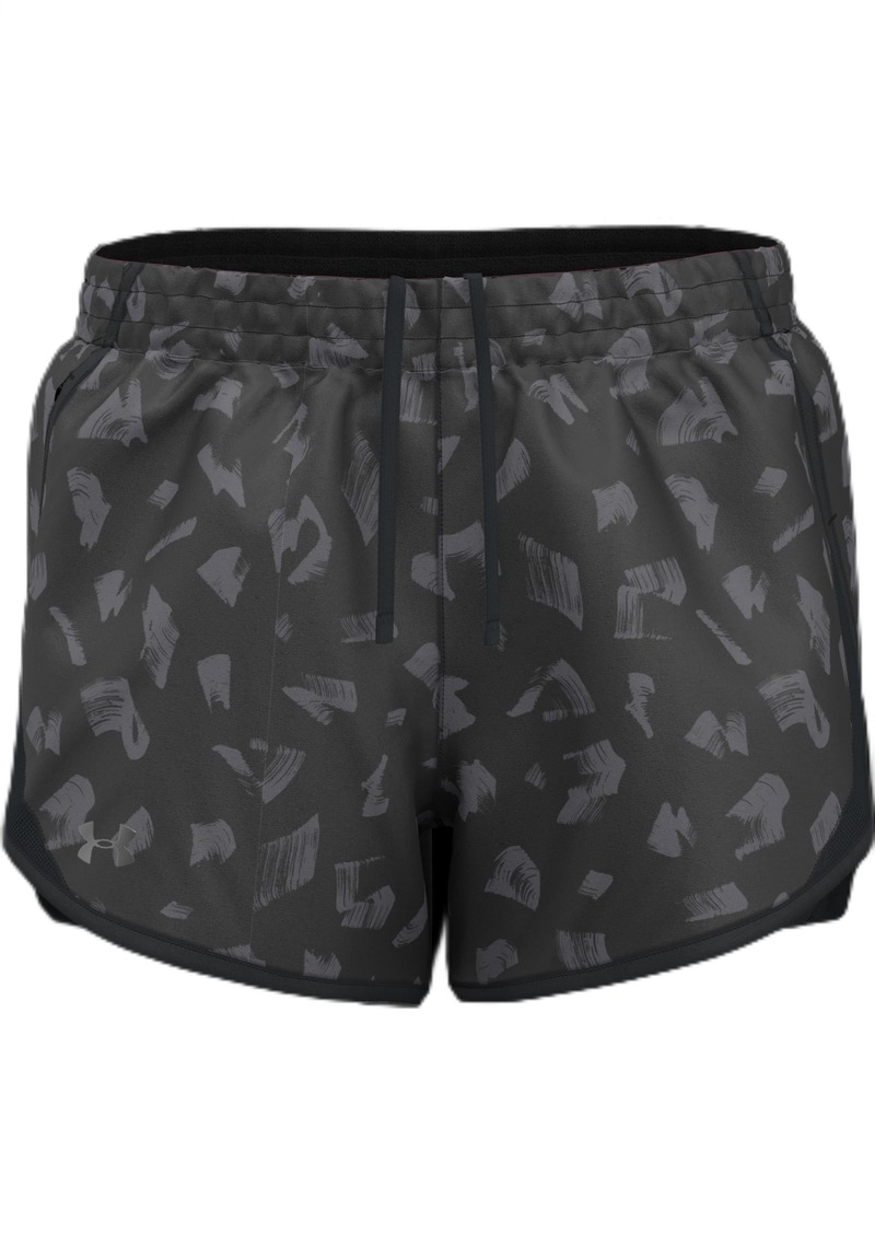 Under Armour Womens Fly by Printed Shorts (006) Black/Anthracite/Reflective