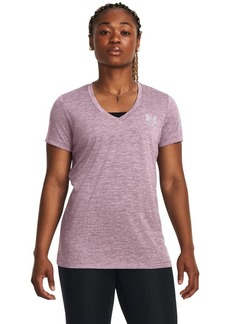 Under Armour Womens Freedom Tech Short Sleeve V-Neck T-Shirt (501) Misty Purple  Heather / / Mod Gray