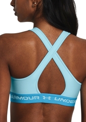 Under Armour Women's HeatGear Medium Impact Sports Bra - Sky Blue / Capri / Sky Blue