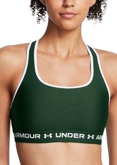 Under Armour Women's Crossback Medium Impact Sports Bra - Forest Green/white