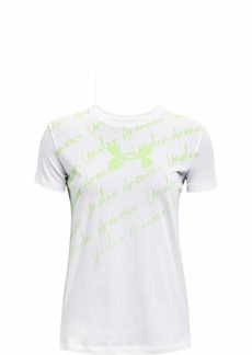 Under Armour Live Script Wordmark Short Sleeve Crew Neck T-shirt White/Summer Lime