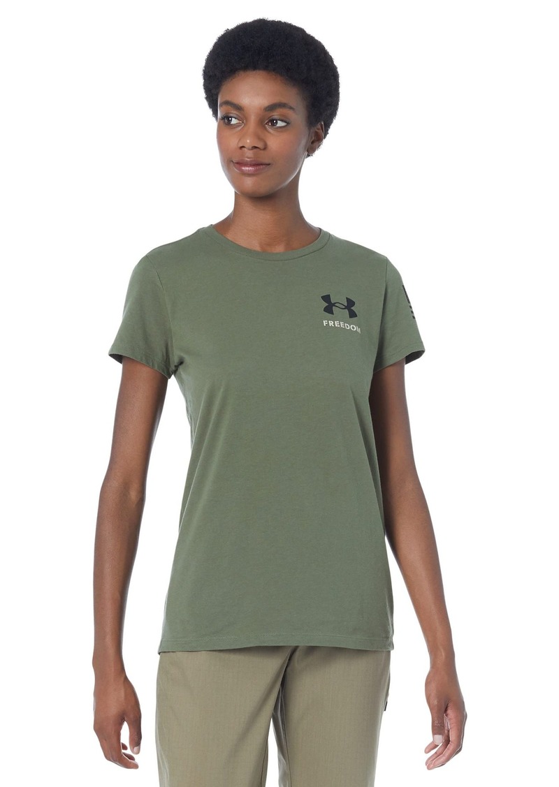 Under Armour Womens New Freedom Banner T-Shirt (391) Marine OD Green / / Black