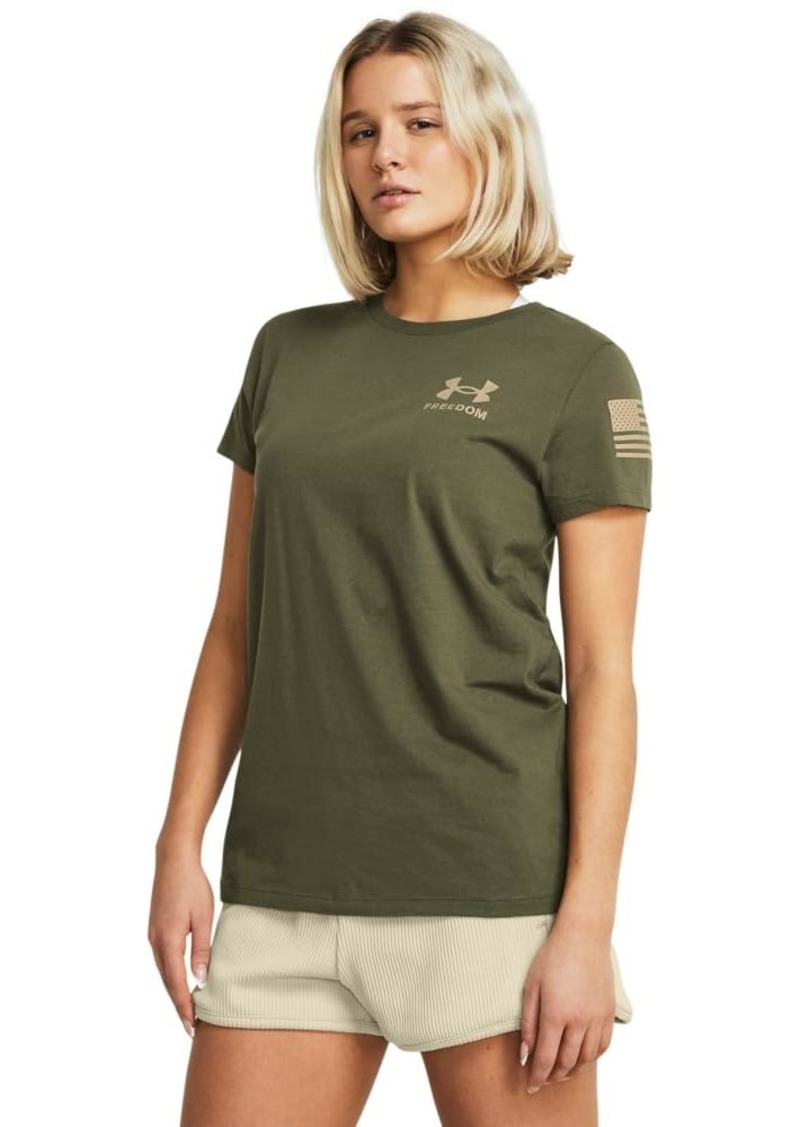 Under Armour Womens New Freedom Banner T-Shirt (393) Marine OD Green / / Desert Sand