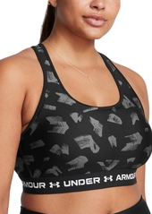 Under Armour Women's Printed Cross-Back Medium Impact Sports Bra - Black/floral/white