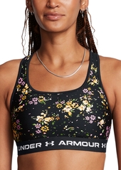 Under Armour Women's Printed Cross-Back Medium Impact Sports Bra - Black/floral/white