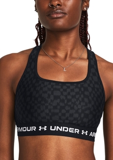 Under Armour Women's Printed Cross-Back Medium Impact Sports Bra - Black / Anthracite / White