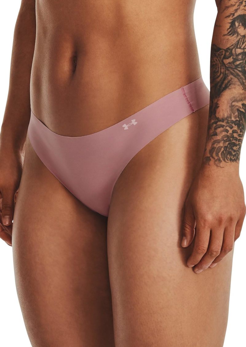 Under Armour Womens Pure Stretch Thong Multi-Pack (697) Pink Elixir/Halo Gray/Rebel Pink