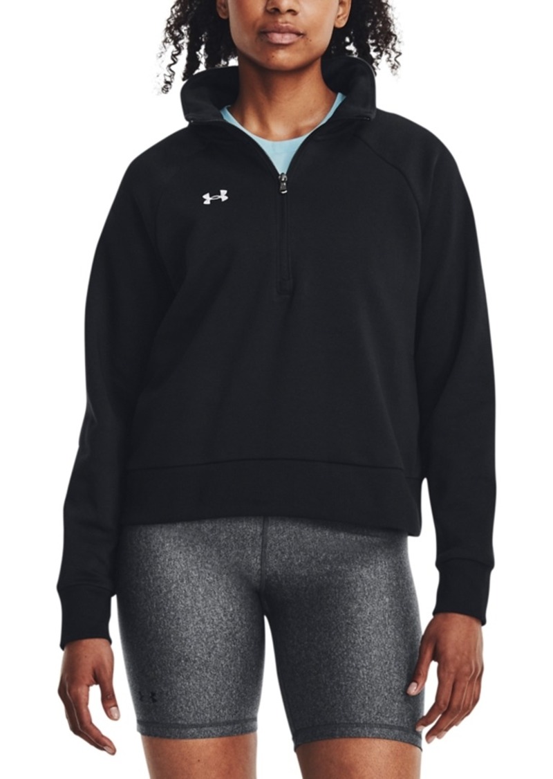 Under Armour Women's Rival Fleece Mock-Neck Half-Zip Sweatshirt - Black / / White