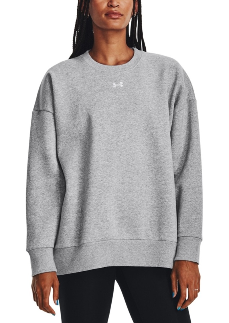 Under Armour Women's Rival Fleece Oversized Crewneck Sweatshirt - Mod Gray Light Heather / / White