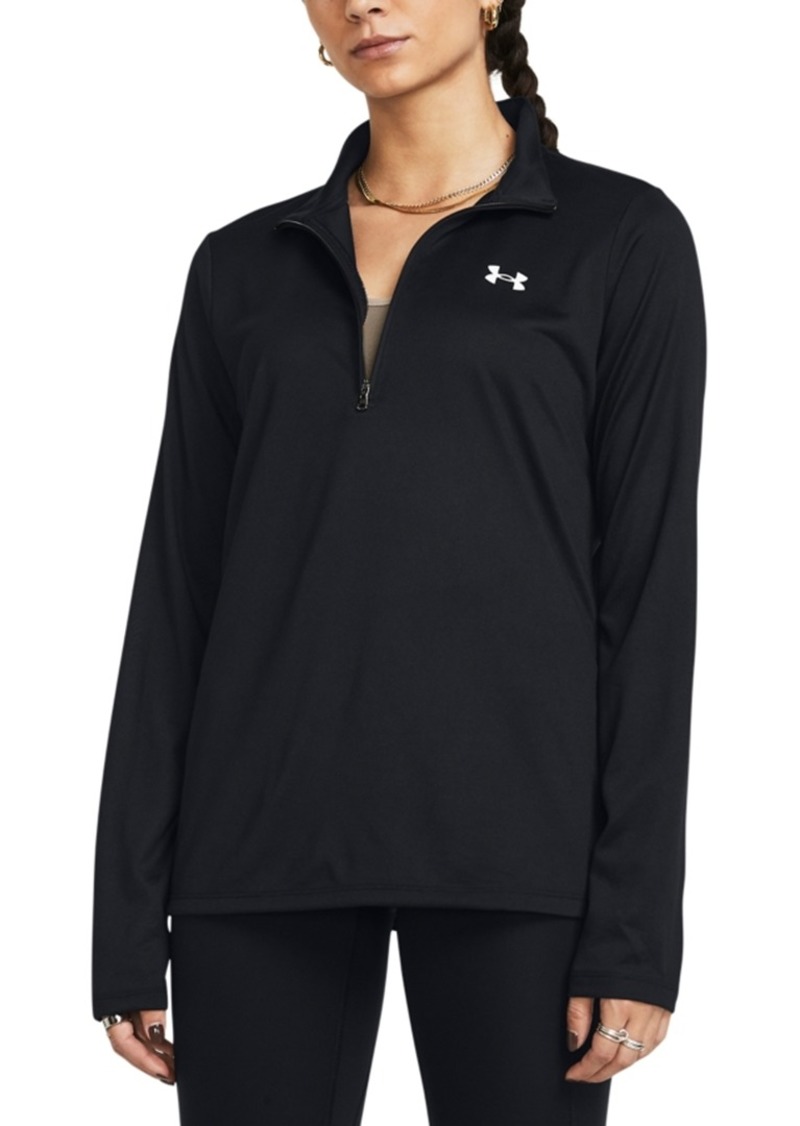 Under Armour Women's Solid Tech Half-Zip Logo Top - Black / / White