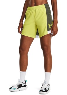 Under Armour Women's Baseline 6" Basketball Shorts (743) Lime Yellow/Marine OD Green/Lime Yellow