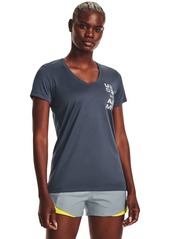 Under Armour Women's Tech Solid Graphic Short Sleeve T-Shirt (044) Downpour Gray/White/Halo Gray