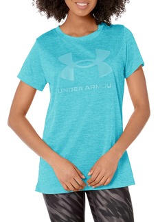 Under Armour Women's Tech Twist Big Logo Short Sleeve T-Shirt (433) Glacier Blue/White/Glacier Blue