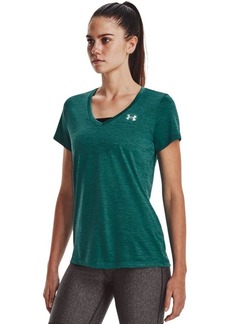Under Armour Womens Tech V-Neck Twist Short-Sleeve T-Shirt (722) Coastal Teal/Birdie Green/Metallic Silver