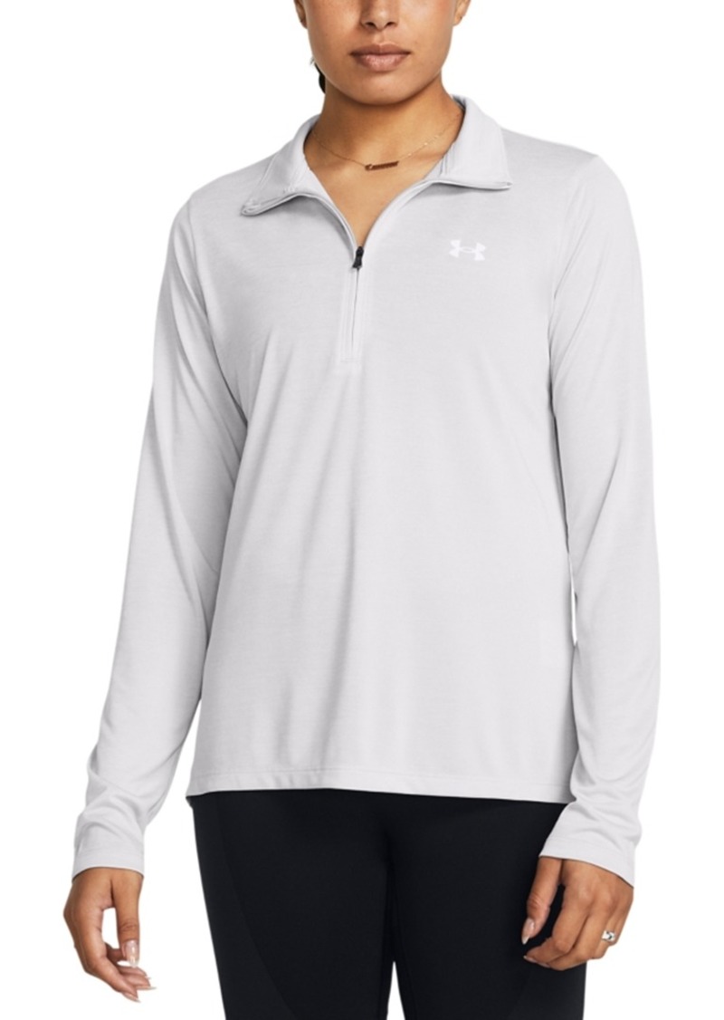 Under Armour Women's Twist Tech Quarter-Zip Logo Top - Halo Gray / / White