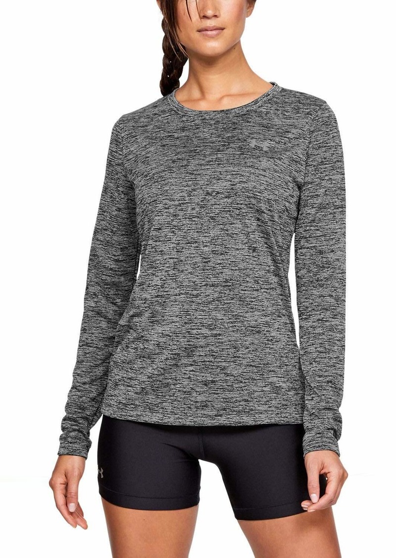 Under Armour Women's Tech Twist Crew Long-Sleeve T-Shirt Black /Metallic Silver