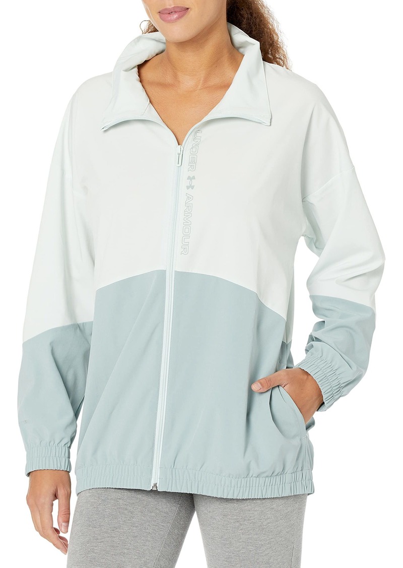 Under Armour Women's Woven Full Zip Oversized Jacket (592) Illusion Green/Opal Blue/Opal Blue