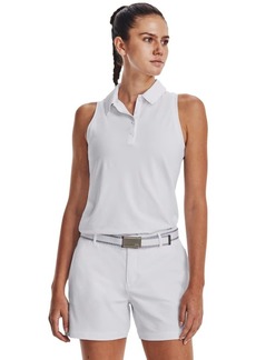 Under Armour Womens Zinger Sleevless Polo (100) White/Halo Gray/Metallic Silver