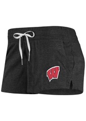 Under Armour Women's Heathered Black Wisconsin Badgers Performance Cotton Shorts - Heathered Black