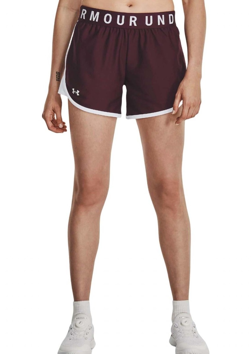 Under Armour Women's Play Up 5 Shorts In Dark Maroon/white