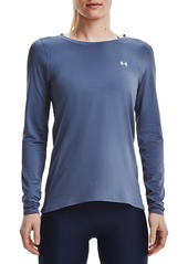 Under Armour HeatGear(R) Armour Long Sleeve Knit Top in Mineral Blue /Metallic Silver at Nordstrom