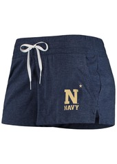 Women's Under Armour Heathered Navy Navy Midshipmen Performance Cotton Shorts - Heathered Navy