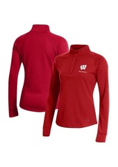 Women's Under Armour Red Wisconsin Badgers Double-Knit Jersey Quarter-Snap Pullover Jacket at Nordstrom