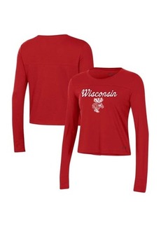 Women's Under Armour Red Wisconsin Badgers Vault Cropped Long Sleeve T-Shirt at Nordstrom