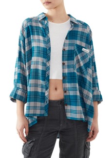Urban Outfitters Exclusives BDG Urban Outfitters Brendon Plaid Woven Button-Up Shirt in Navy at Nordstrom Rack