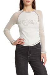 Urban Outfitters Exclusives BDG Urban Outfitters Cyber Mesh Raglan Sleeve Cotton Top in Cream at Nordstrom Rack
