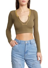 Urban Outfitters Exclusives BDG Urban Outfitters Going for Gold Long Sleeve Rib Crop Top