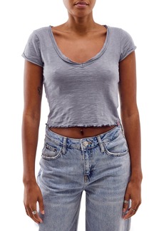 Urban Outfitters Exclusives BDG Urban Outfitters Krissy Distressed Lettuce Edge Slub T-Shirt in Blue at Nordstrom Rack