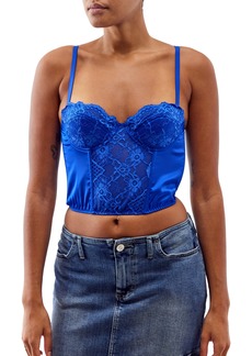 Urban Outfitters Exclusives BDG Urban Outfitters Lace & Satin Corset Crop Top in Blue at Nordstrom Rack