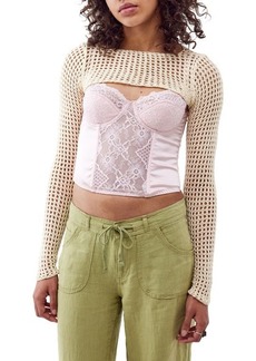 Bdg Urban Outfitters Lace & Satin Corset Crop Top In Blue