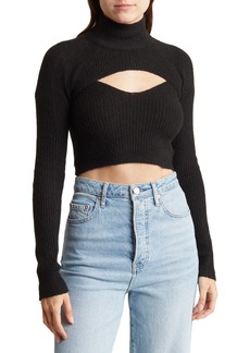 Urban Outfitters Exclusives BDG Urban Outfitters Mock Neck Cutout Cropped Sweater in Black at Nordstrom Rack
