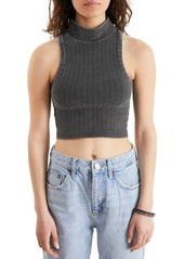 Urban Outfitters Exclusives BDG Urban Outfitters Mock Neck Rib Crop Tank in Dark Grey at Nordstrom