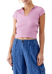 Urban Outfitters Exclusives BDG Urban Outfitters Nola Notch Neck Stretch Cotton Crop Top in Pink at Nordstrom Rack