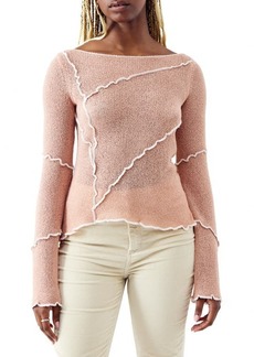 Urban Outfitters Exclusives BDG Urban Outfitters Overlock Seam Detail Sheer Long Sleeve Knit Top