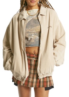 Urban Outfitters Exclusives BDG Urban Outfitters Oversize Corduroy Harrington Jacket in Silver Birch at Nordstrom Rack
