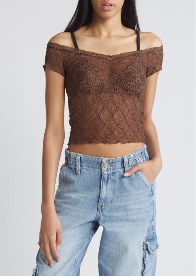 Urban Outfitters Exclusives BDG Urban Outfitters Rhia Lace Cold Shoulder Top