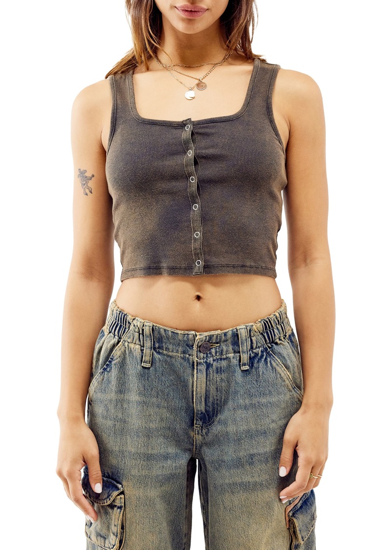 Urban Outfitters Exclusives BDG Urban Outfitters Rib Square Neck Crop Tank Top in Brown at Nordstrom Rack