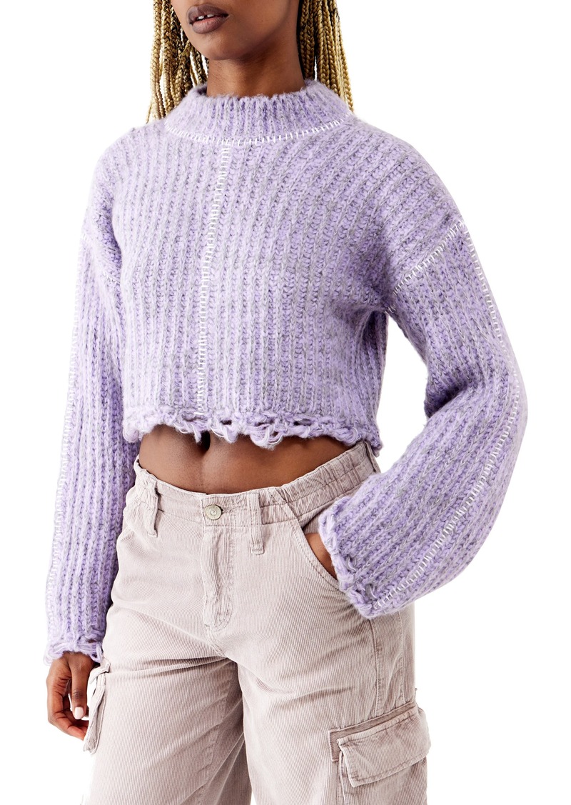 Urban Outfitters Exclusives BDG Urban Outfitters Stitch Detail Marled Crop Sweater in Lilac at Nordstrom Rack