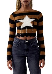Urban Outfitters Exclusives BDG Urban Outfitters Stripe Star Intarsia Crop Sweater in Brown at Nordstrom Rack