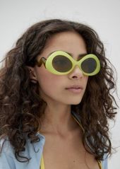 Urban Outfitters Exclusives Birdie Wavy Round Sunglasses in Cream, Women's at Urban Outfitters