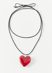 Urban Outfitters Exclusives Glass Heart Corded Necklace in Red, Women's at Urban Outfitters