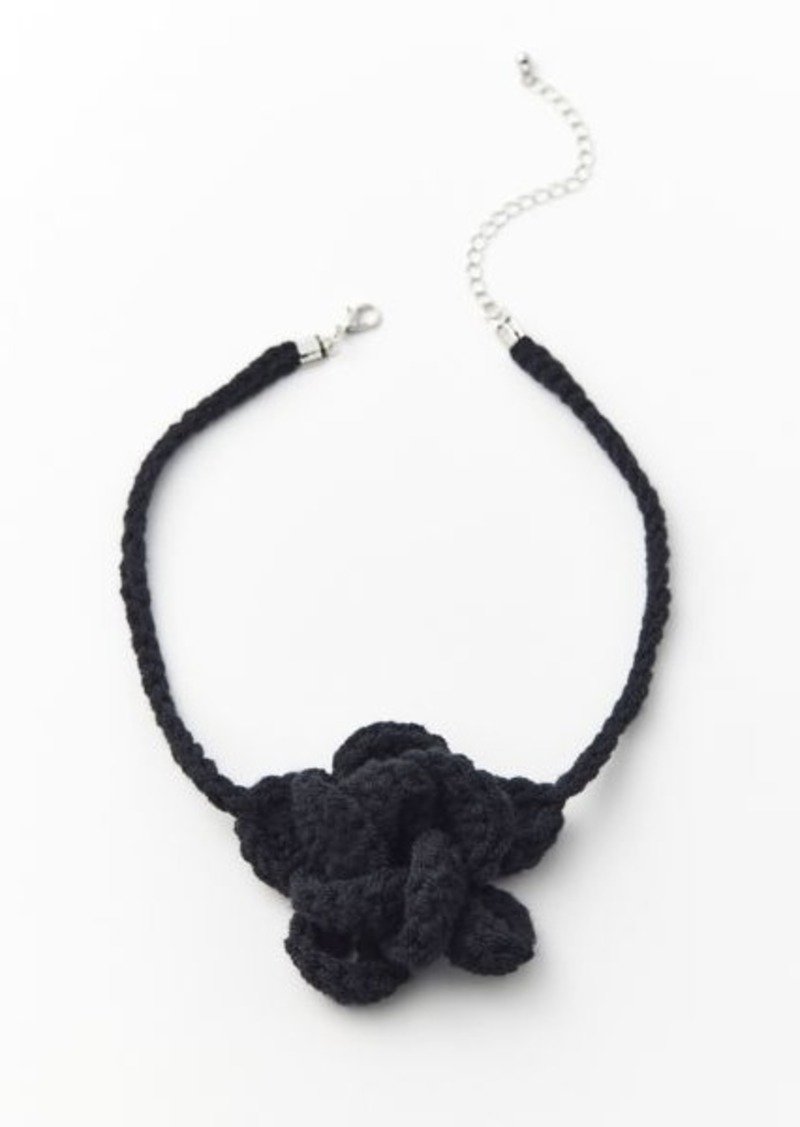 Urban Outfitters Exclusives Crochet Flower Choker Necklace in Black, Women's at Urban Outfitters