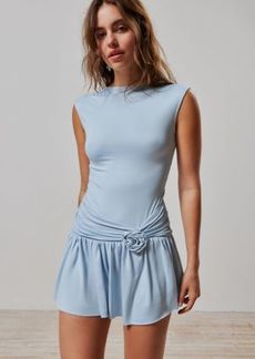 Urban Outfitters Exclusives Kimchi Blue Babette Rosette Romper in Blue, Women's at Urban Outfitters